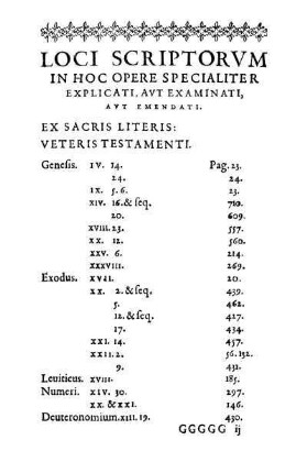 Loci Scriptorum in hoc opere specialiter Explicati, aut Examinati, aut Emendati.