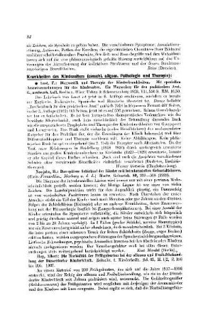 Krankheiten des Kindesalters : (einschl. allgem. Pathologie und Therapie)