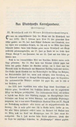 252-273 Aus Windthorsts Korrespondenz : Fortsetzung