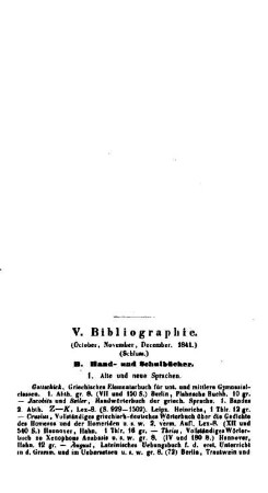 Bibliographie : (October, November, December 1841)