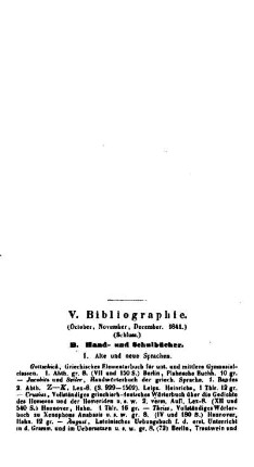 Bibliographie : (October, November, December 1841)