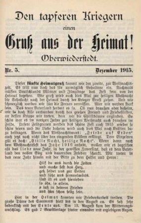5.1915: tapferen Kriegern einen Gruß aus der Heimat
