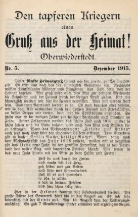 5.1915: tapferen Kriegern einen Gruß aus der Heimat
