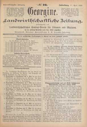 Achtundfünfzigster Jahrgang. No. 16. Insterburg, 17. April 1890.