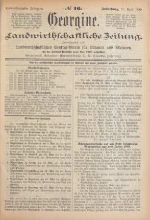 Achtundfünfzigster Jahrgang. No. 16. Insterburg, 17. April 1890.
