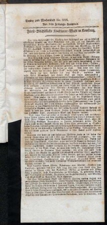 Beylag zum Wochenblatt No. XXX.