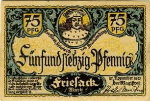 Friesack, Stadt: 75 Pfennig 1921