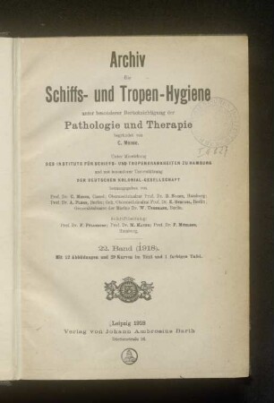 22.1918: Archiv für Schiffs- und Tropenhygiene