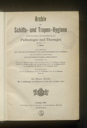 22.1918: Archiv für Schiffs- und Tropenhygiene