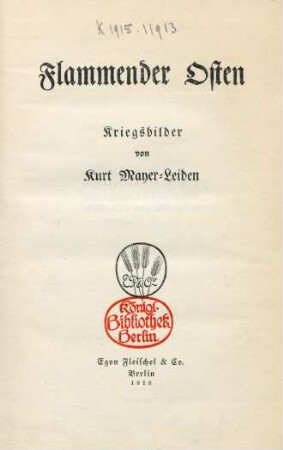 Flammender Osten : Kriegsbilder