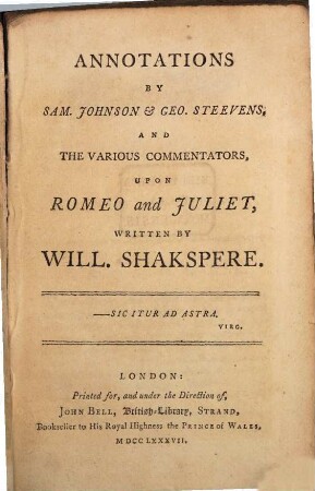 Annotations upon Romeo and Juliet and Two gentlemen of Verona