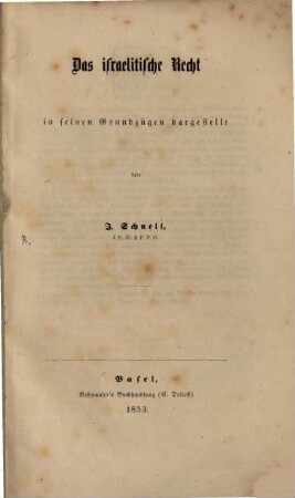 Das israelitische Recht : in seinen Grundzügen dargestellt