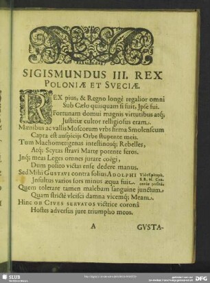 Sigismundus III. Rex Poloniae Et Sveciae