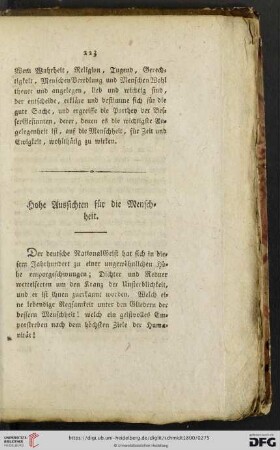 Hohe Aussichten fuer die Menschheit