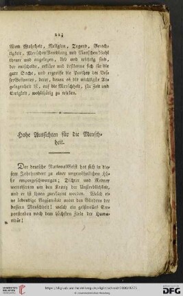 Hohe Aussichten fuer die Menschheit