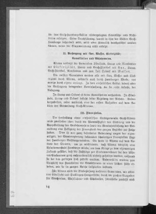 II. Versorgung mit Gas, Wasser, Elektrizität; Kanalisation und Abfuhrwesen.