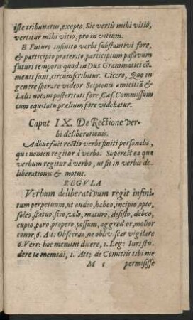 Caput IX. De Rectione verbi deliberationis.