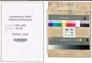 Entnazifizierung Josef Welling , geb. 08.01.1905 (Technischer Angestellter)