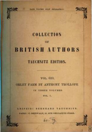 Orley farm : in 3 vols., 1