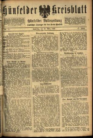Ausgabe vom Samstag, den 25. März 1922.
