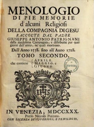 Menologio di pie memorie d'alcuni religiosi della compagnia de Gesu, 2