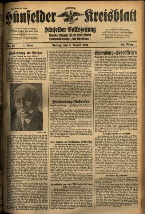 Erste Ausgabe vom Freitag, den 02. August 1935.