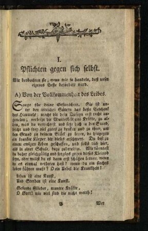 I. Pflichten gegen sich selbst