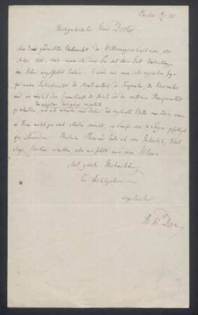 Heinrich Wilhelm Dove, Brief