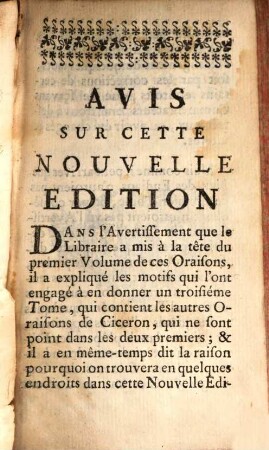 Marci Tulii Ciceronis Orationes. 2, Selectae Marci Tullii Ciceronis Orationes : Numeris distinctae, cum Argumentis brevissimis ad usum Scholarum