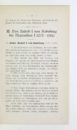 III. Von Rudolf I von Habsburg bis Maximilian I (1273 - 1519.)