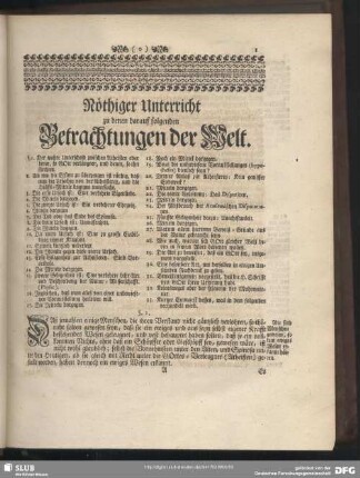 Nöthiger Unterricht zu denen darauf folgenden Betrachtungen der Welt