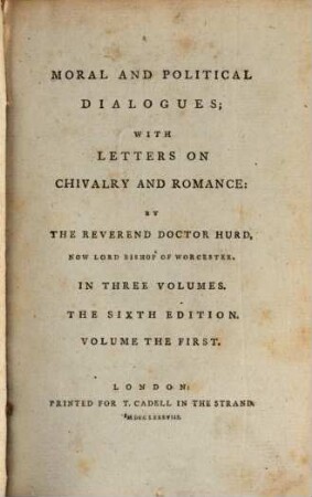 Moral And Political Dialogues : With Letters On Chivalry And Romance ; In Three Volumes, 1