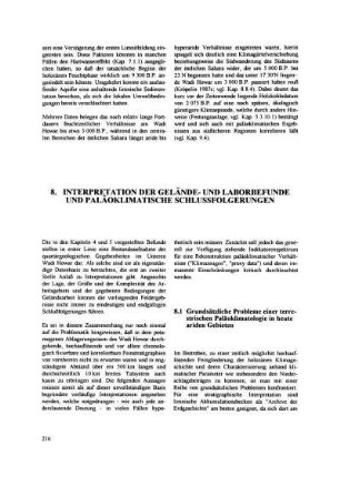 8. Interpretation der Gelände- und Laborbefunde und paläoklimatische Schlussfolgerungen