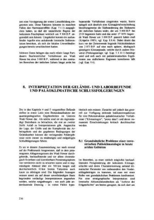 8. Interpretation der Gelände- und Laborbefunde und paläoklimatische Schlussfolgerungen