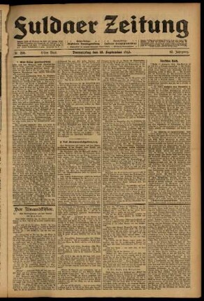 Erste Ausgabe vom Donnerstag, den 18. September 1913.