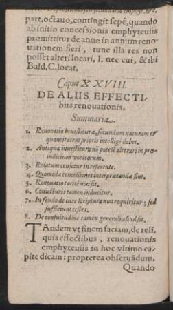 Caput XXVIII. De Aliis Effectibus renovationis.