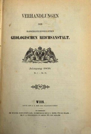 Verhandlungen der Geologischen Reichsanstalt. 1868