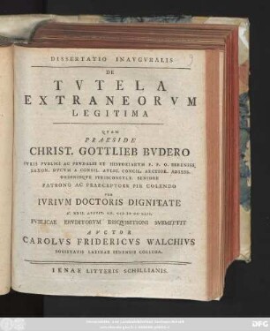 Dissertatio Inavgvralis De Tvtela Extraneorvm Legitima