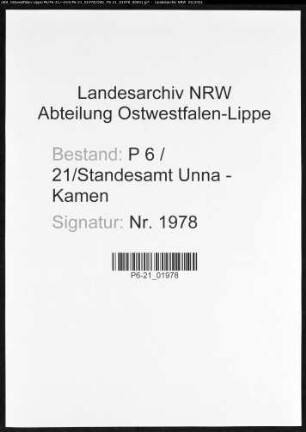 Namensverzeichnisse Unna - Kamen, Todesfälle