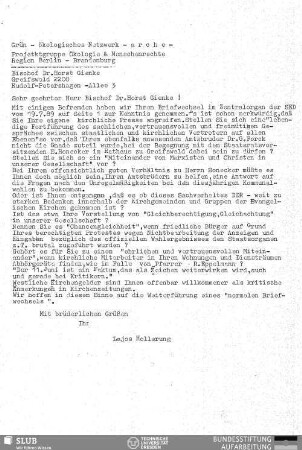 Sehr geehrter Herr Bischoff Dr. Horst Gienke