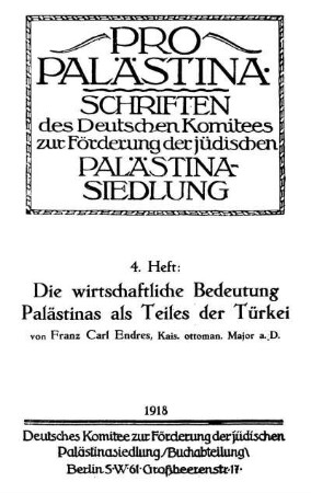 Die wirtschaftliche Bedeutung Palästinas als Teiles der Türkei
