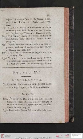 A) Collectio librorum ex omni genere scientiarum ling. hispan. et lusit. exaratorum (Nr. 6337 - 6572)