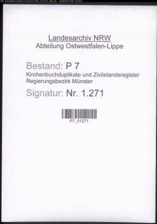 Zivilstandsregister der Munizipalität Werne (H 1811, A 1811). (Gemeinde: Werne, Kreis Lüdinghausen)