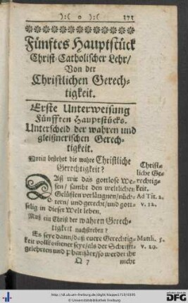 Fünftes Hauptstück Christ-Catholischer Lehr. Von der Christlichen Gerechtigkeit.