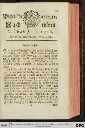 Den 27. des Augustmonats. XVII. Stück