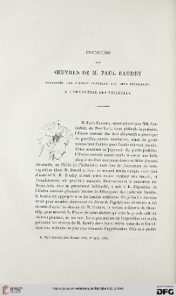 2. Pér. 26.1882: Exposition des œuvres de M. Paul Baudry : organisée par l'Union Centrale des Arts Décoratifs à l'Orangerie de Tuileries