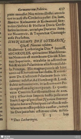 Serenissimus Dux Lotharingiae Nanceii residens