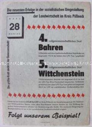 Propagandaflugblatt zur Kollektivierung der Landwirtschaft