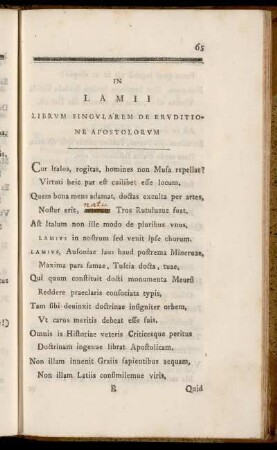 In Lamii Librum Singularem De Eruditione Apostolorum