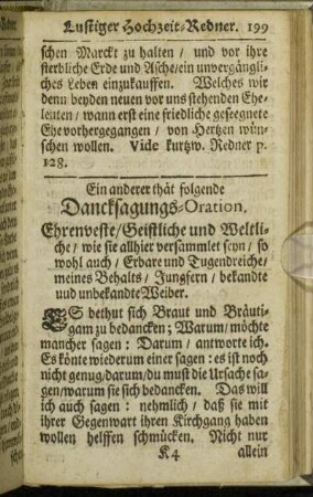 Ein anderer thät folgende Dancksagungs-Oration.